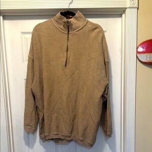 Aerie Tan Half-Zip Sweatshirt